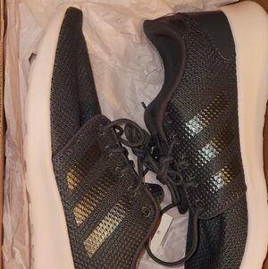 New Black Adidas 7.5 Women's Sneakers with White Soles